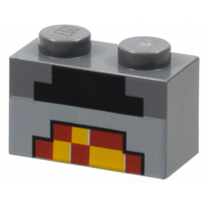 LEGO kocka 1x2 működő kemence mintával (Minecraft), sötétszürke (37228)